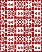Red White Geometric Pattern Rug