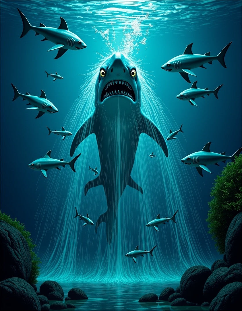 Deep Sea Shark Swarm Rug