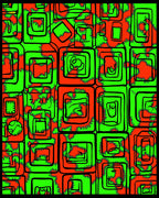 Abstract Geometric Squares Neon Pattern Rug