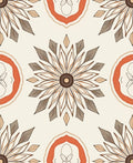 Orange Brown Boho Floral Medallion Rug