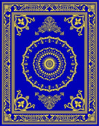 Royal Blue Yellow Medallion Pattern Rug