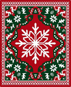 Red Green Snowflake Holly Border Rug