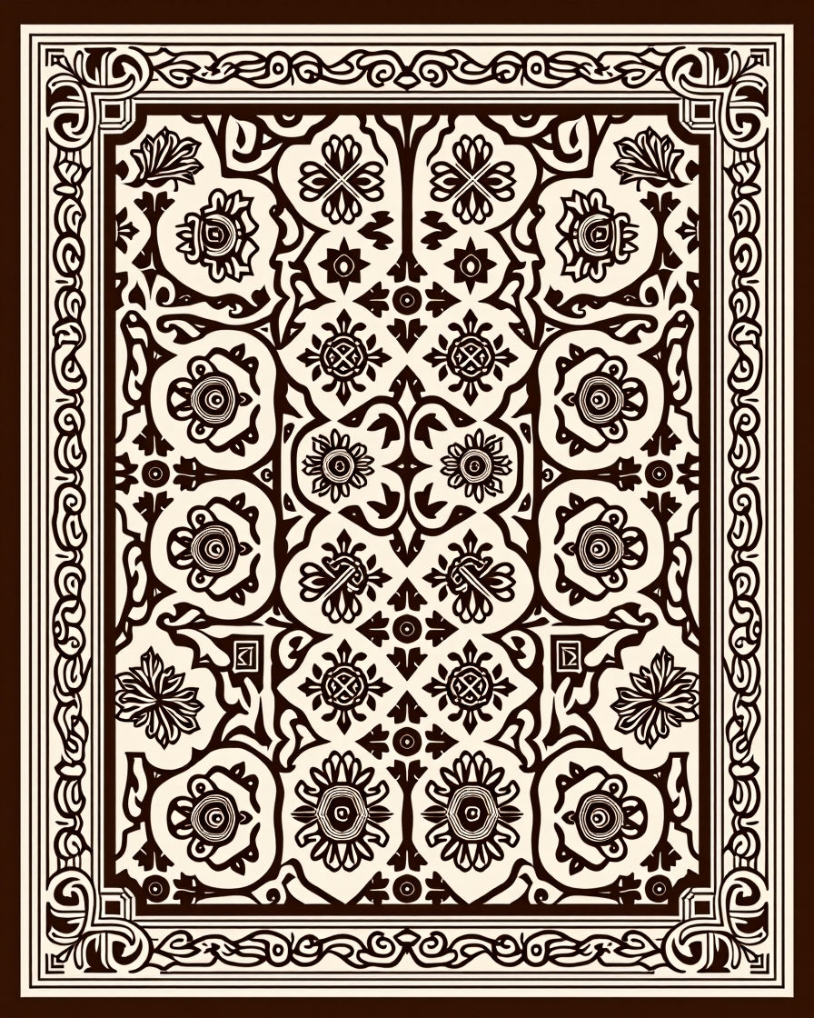 Classic Floral Motif Border Design Rug