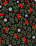 Red Cardinals Green Foliage Snowflakes Rug