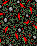 Red Cardinals Green Foliage Snowflakes Rug