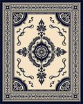 Classic Dark Blue Medallion Pattern Rug