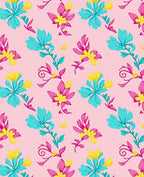 Vibrant Pink Turquoise Floral Pattern Rug