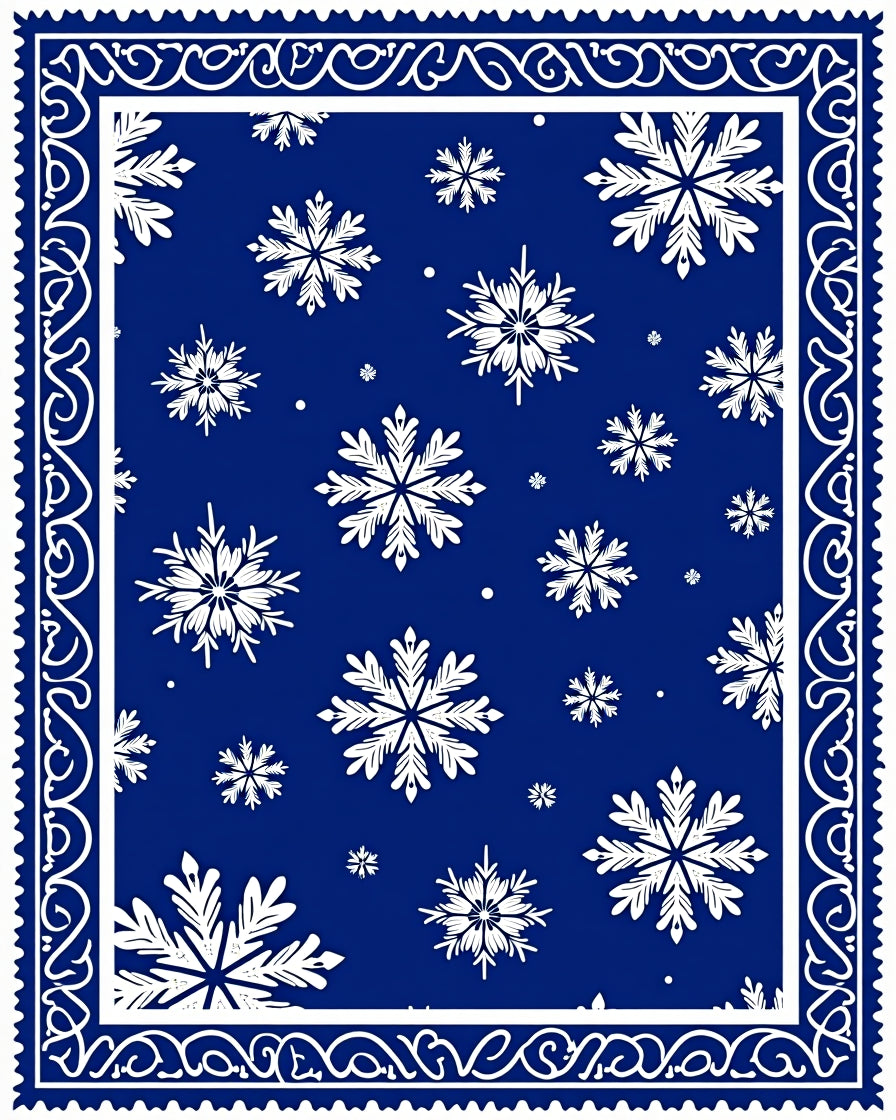 Winter Snowflake Navy Decorative Rug
