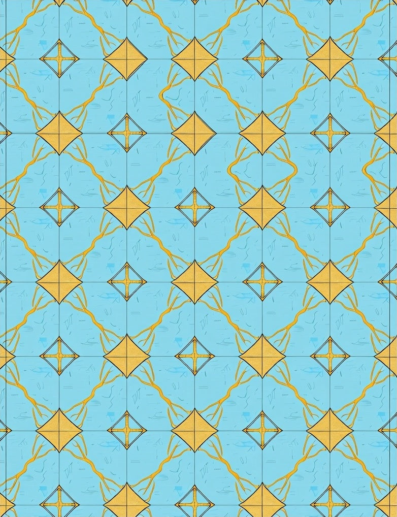 Golden Diamond Geometric Pattern Rug