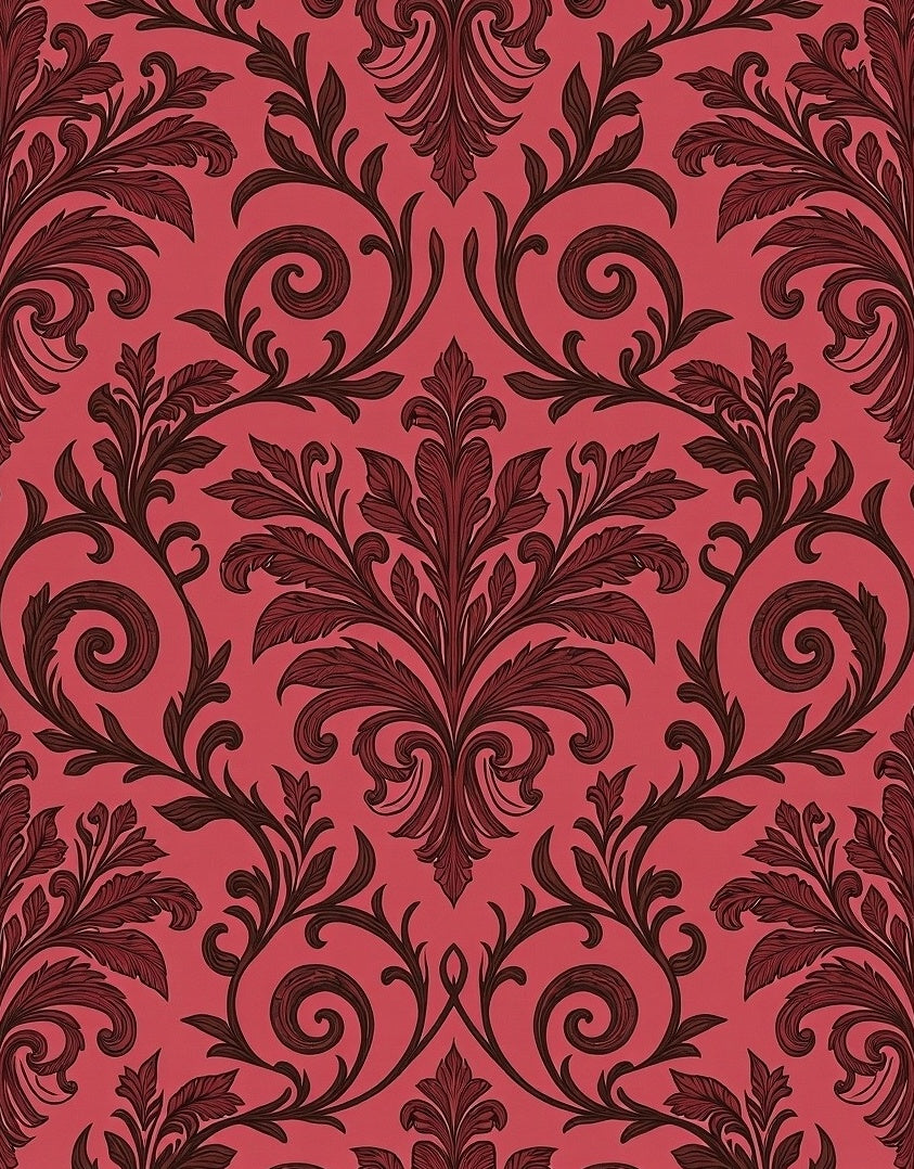 Ornate Red Black Floral Swirl Rug