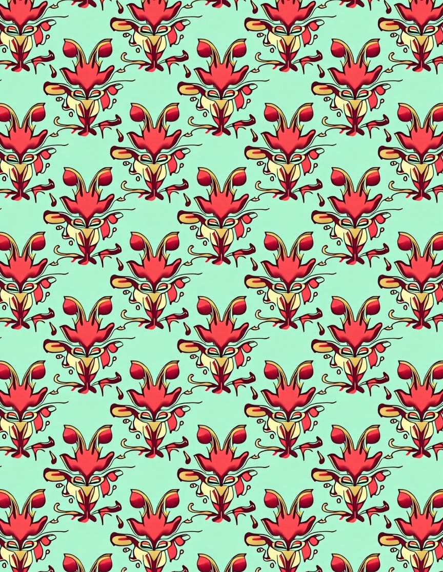 Red Golden Symmetry Pattern Design Rug