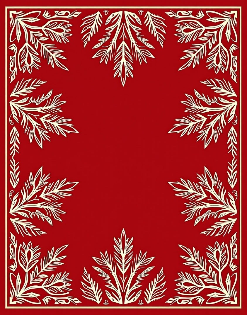 Crimson Leafy Border Design Rug