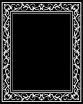 Black White Scrollwork Floral Border Rug