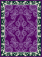 Purple Cream Art Nouveau Floral Rug