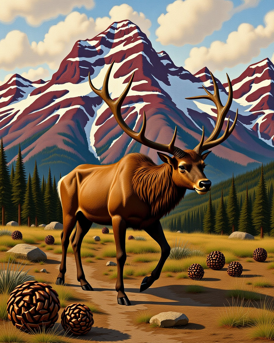 Majestic Elk Wildlife Landscape Rug