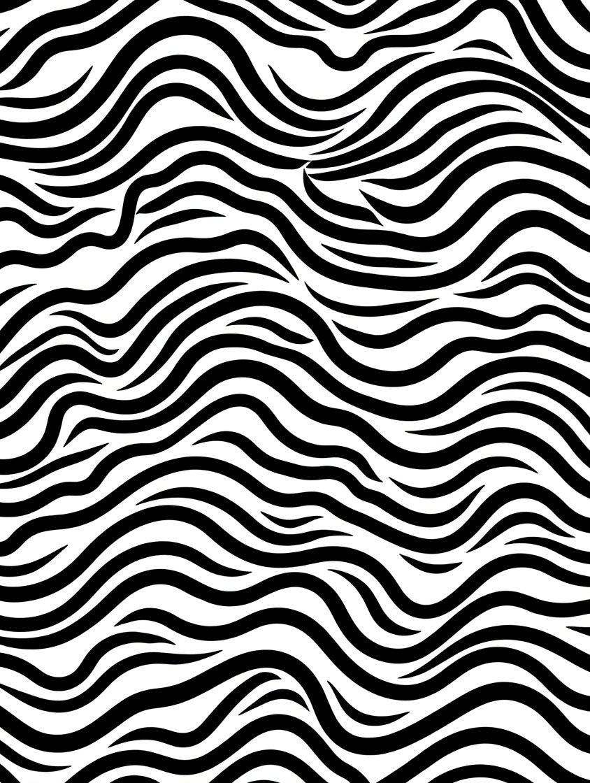 Black White Wavy Stripes Design Rug