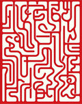Red Abstract Maze Pattern Rug