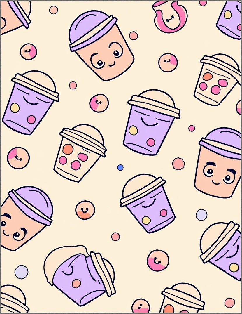 Cute Bubble Tea Pattern Rug