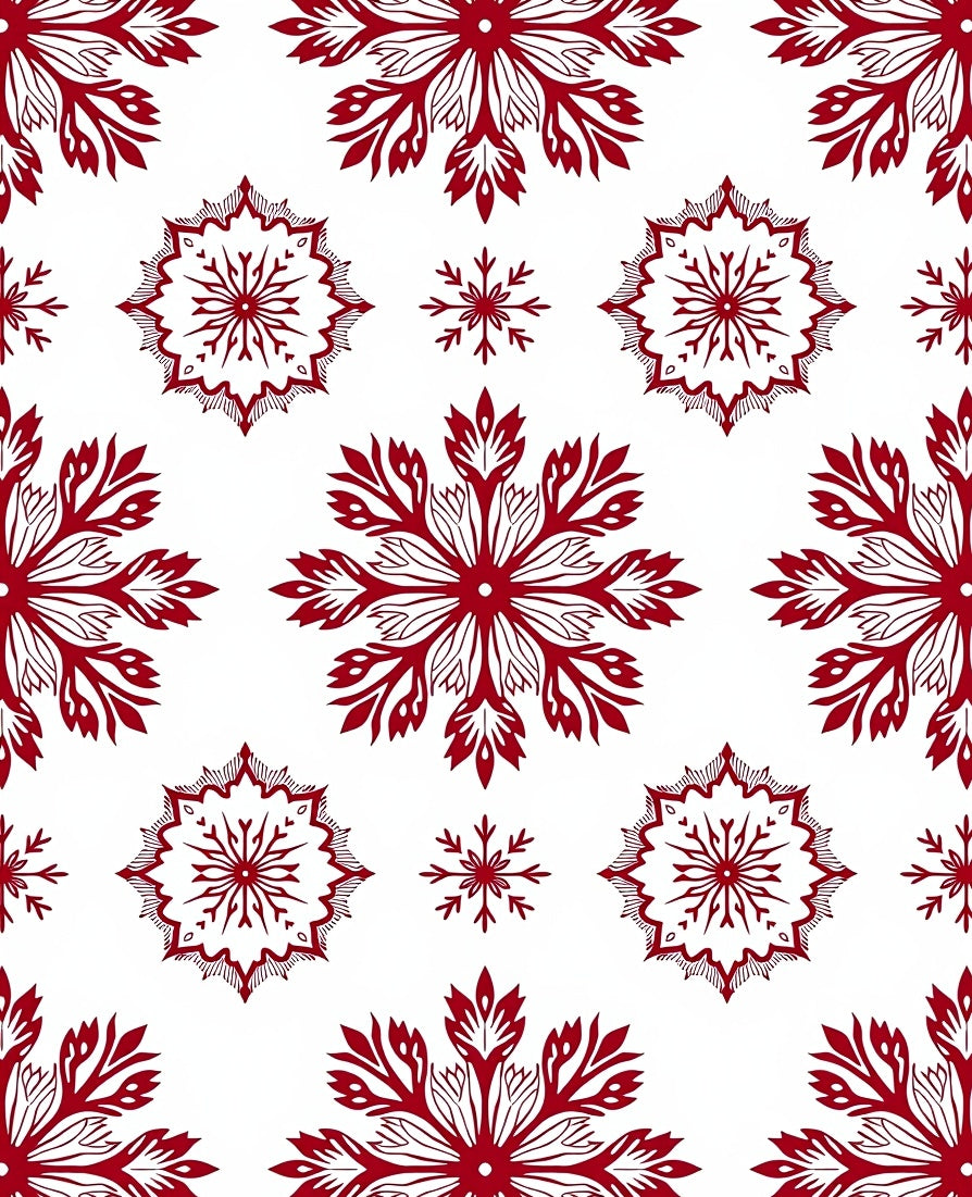 Crimson Snowflake Medallion Arrangement Rug