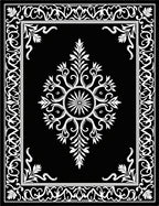Ornate Floral Black White Design Rug