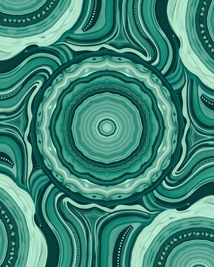 Emerald Green Swirl Medallion Rug