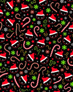 Festive Holiday Santa Hat Candy Cane Pattern Rug