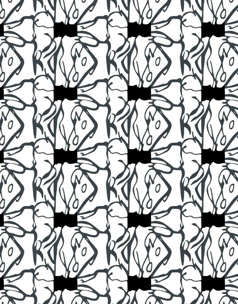 Monochrome Abstract Floral Pattern Rug
