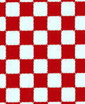 Classic Checkered Red and White Pattern Rug