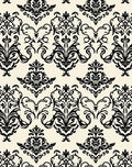 Classic Black Floral Damask Pattern Rug