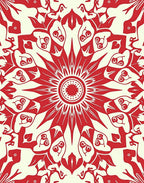 Bold Red Abstract Floral Mandala Design Rug