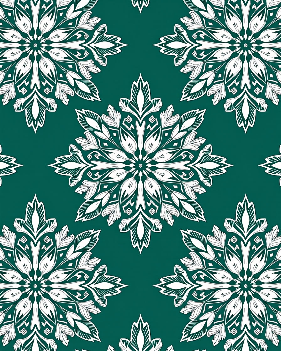 White Floral Medallion Pattern Rug