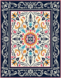 Vibrant Floral Mandala Patterned Rug