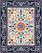 Vibrant Floral Mandala Patterned Rug