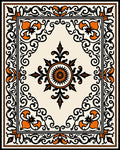 Ornate Black Orange Floral Scroll Rug