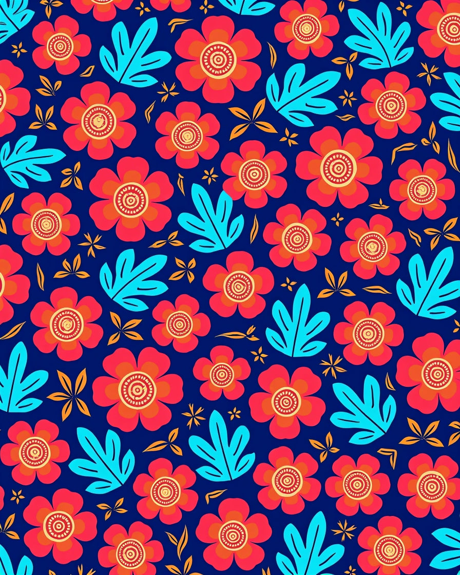 Vibrant Floral Pattern Design Rug