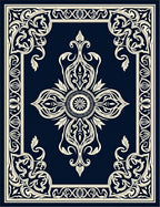 Intricate Floral Medallion Ivory Design Rug