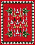 Red Festive Trees Animals Design Rug