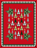 Red Festive Trees Animals Design Rug