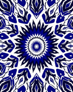 Bold Cobalt White Starburst Pattern Rug