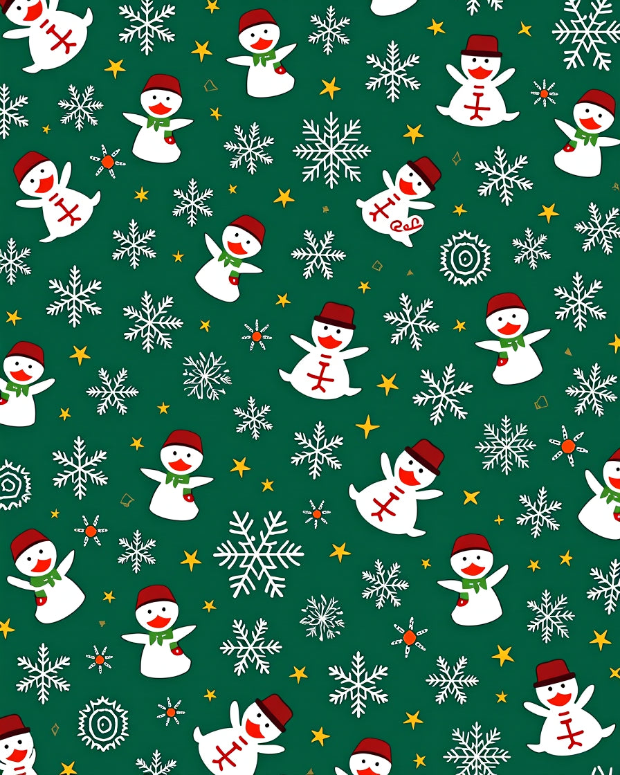 Festive Snowmen White Snowflake Scatter Rug