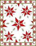Red Poinsettia Floral Border Rug