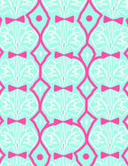 Pink Bows Teal Abstract Pattern Rug
