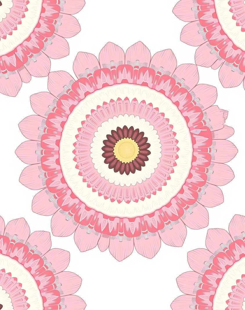 Pink Floral Mandala Pattern Rug