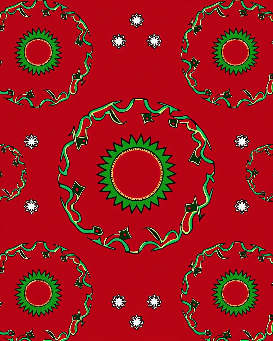 Red Floral Pattern Mandala Design Rug