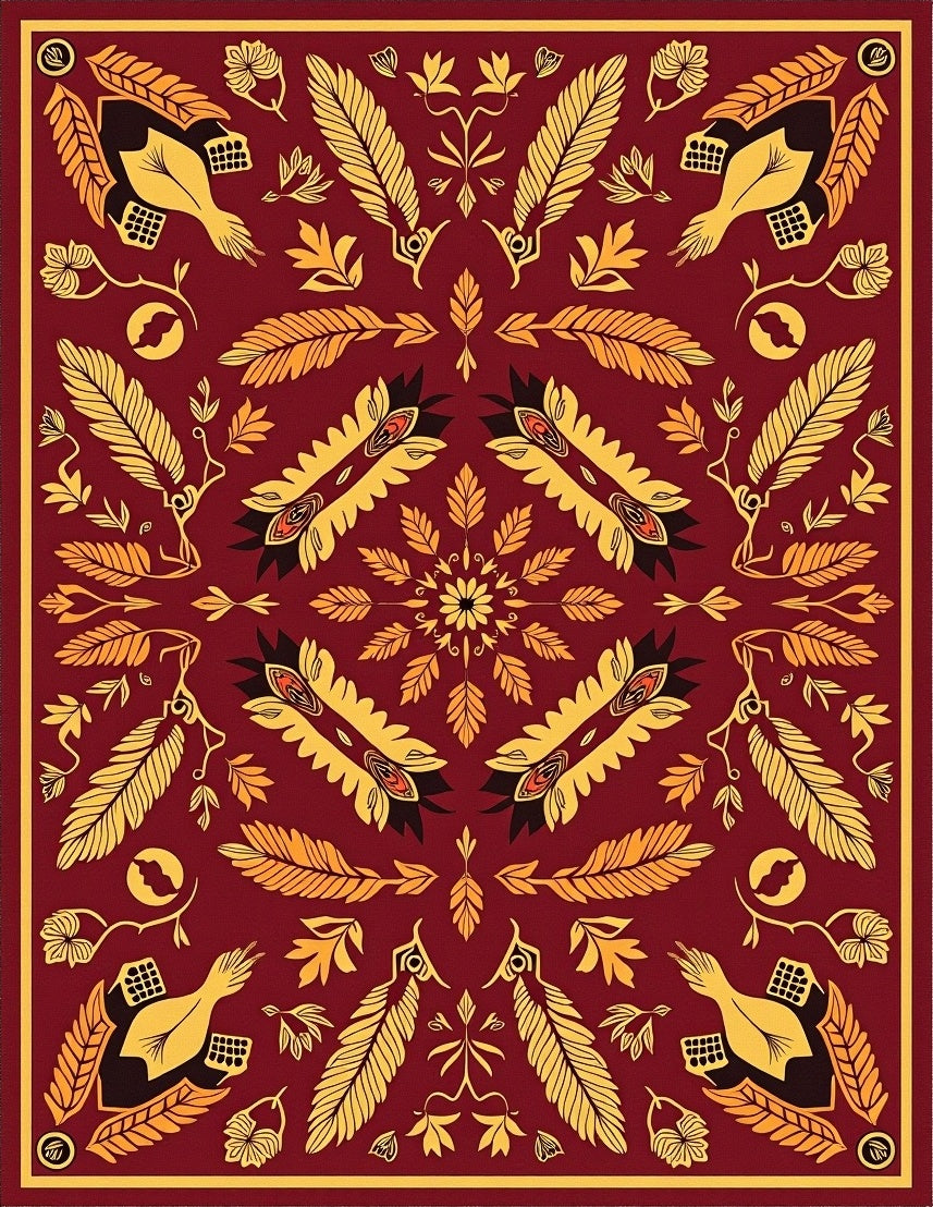 Bird Feather Tribal Pattern Rug