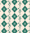Green Diamond Starburst Folk Pattern Rug