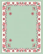 Pink Floral Border Pattern Rug