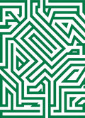 Green White Geometric Maze Pattern Rug