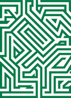 Green White Geometric Maze Pattern Rug