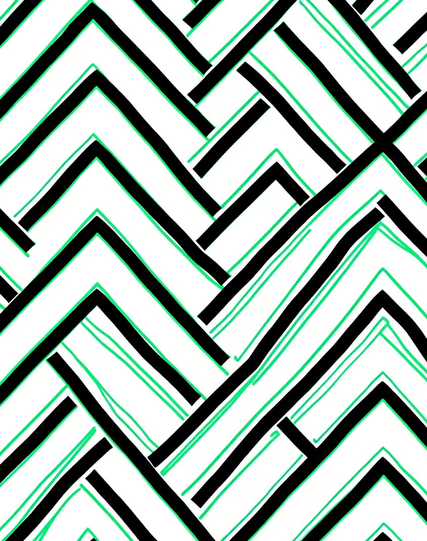 Bold Black Green Geometric Angles Rug